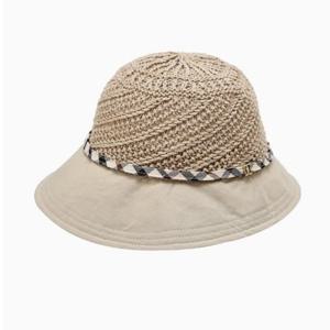 [닥스] 라피아 면 혼방 체크스트랩 버킷햇 DBHE5E226W2