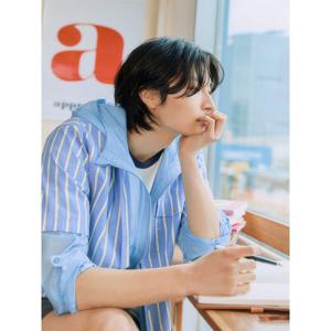 [빈폴멘] 공통 스트라이프 반소매 셔츠  블루 (BC5465C84P)