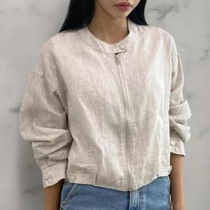 [다잇템]여성 SS 카라없는 마원단 하프집업 재킷