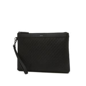 [헤지스]HJHO5F830BK_남성 블랙 이니셜 패턴 소가죽 클러치백