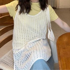 [다잇템][다잇템] 여성 슬릿 SS 코디 니트망사 롱베스트_2197971