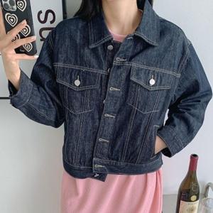 [브이와이][VY] 여자 세미크롭 빅사이즈 진 자수 생지 FW 청자켓