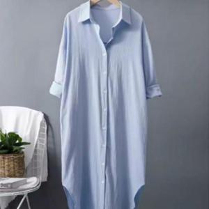 [다잇템]여성용 카라 남방 소프트 마원단 롱드레스