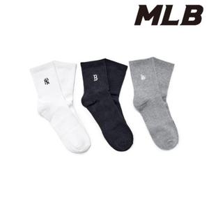 MLB (3ASOMS15N-00MGS) 스몰로고 자수 중목양말 3족세트 MLB