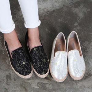 여자단화 당일발송 플라워 자수 망사 슬립온 여성 단화