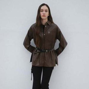 [에고이스트] (ER4WB160) 페이크 레더 포켓 롱 블라우스