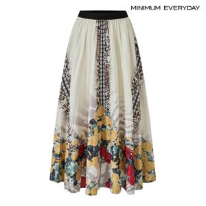 [미니멈][미니멈 에브리데이]레오파드 빈티지 플라워 믹스 패턴 롱 스커트 (EC1WH005D)