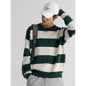 (456151SS4M) [에잇세컨즈] 볼드 스트라이프 니트 풀오버  그린