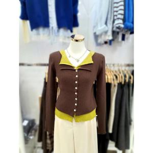 밸리걸 세이브존03 [밸리걸] 올리브 레이어드 골지 버튼 가디건티셔츠 611660