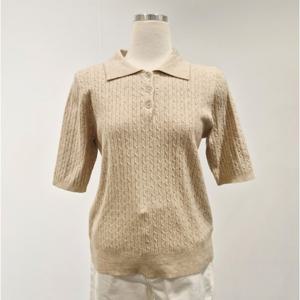 [비지트인뉴욕]스탠카라 꽈배기 반소매 니트 VC3SK60