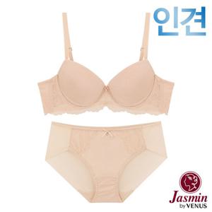 [자스민by비너스]쾌적한 인견 와이어 무빙몰드 레이스 윙 브라팬티2종(JBA038)75A-90C