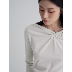 (356241WC12) [에잇세컨즈] 꼬임 포인트 긴소매 저지탑  라이트 그레이