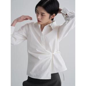 (356264WC11) [에잇세컨즈] 허리 셔링 벨티드 코튼 셔츠  화이트