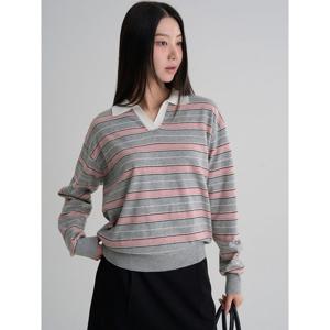 (356251SMCY) [에잇세컨즈] 칼라넥 스트라이프 풀오버  라이트 핑크