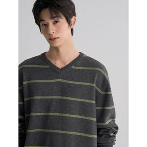 (456251SS44) [에잇세컨즈] 스트라이프 브이넥 니트 풀오버  애쉬