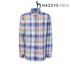 [헤지스남성] (HZSH5B331P1) 핑크 린넨 마드라스 체크 셔츠