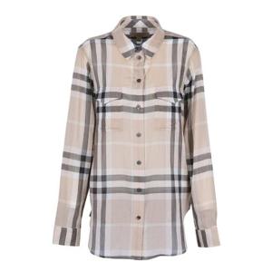 버버리 하우스 체크 여성 코튼 셔츠 그레이 40192461