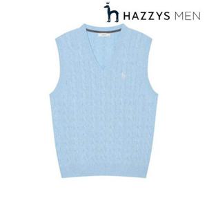 [헤지스남성] (HZSW5B557B1) 블루 쿨코튼 케이블 니트 베스트