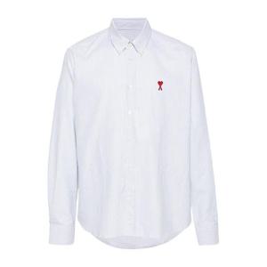 아미 하트 로고 스트라이프 셔츠 화이트그레이 USH063 CO0087 4017