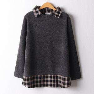 나야홍 / 아이우먼 체크카라레이어니트티 RII031M602 빅사이즈