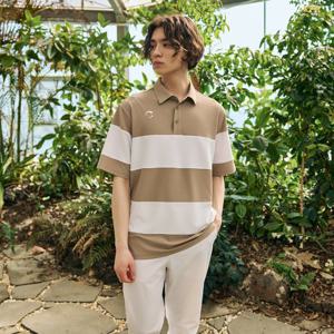 챌린저 남성 썸머 쿨 스트레치 컬러 블로킹 카라 반팔 티셔츠 베이지 CHE2MST5238BE