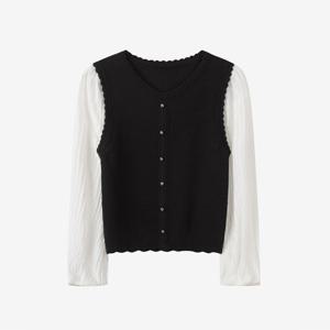 [듀엘]볼륨 슬리브 니트 블라우스 D254MSC045