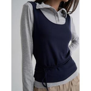 (356241SC3R) [에잇세컨즈] 하이넥 레이어드 티셔츠  네이비