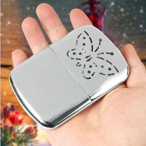 메탈손난로 오일충전 메탈실버 라이터형 손난로(10cm)