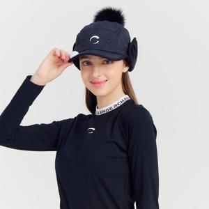 챌린저 여성 폭스퍼 폼폼 퀼팅 캡 블랙 CHB4WCP0423BK