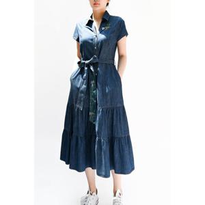 [비꼴리끄(여성)]데님 캡소매 캉캉 원피스 B242DO2100