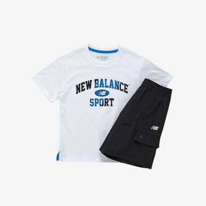 M 뉴발란스키즈트레이닝세트 PQC NK9YF2113U-10 ESSENTIAL 로고 포인트 반팔 셋업