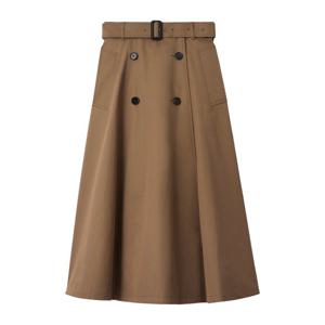 버버리 트렌치 스타일 미디 개버딘 스커트 8113541 CLAY