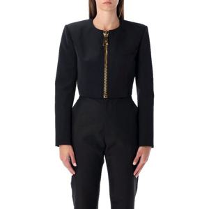 발망 골드 지퍼 크롭 울 재킷 FF0SD228WC09 0PA