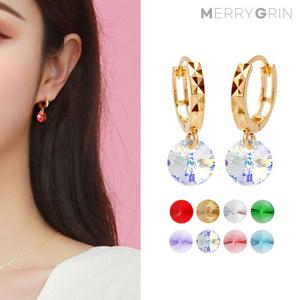 [메리그린] 크리스탈 각컷팅 원터치 귀걸이 14K 골드핀 골드
