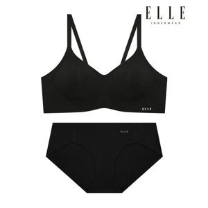 [패드 일체형] 쉐딩 브라 팬티 세트 - 블랙