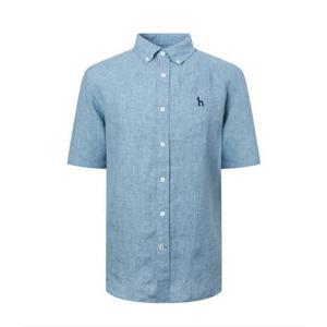 [헤지스남성] 블루 린넨 반팔 셔츠(HZSH5B500B1)