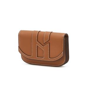 [헤지스/선물포장]브라운 이니셜로고 소가죽 카드지갑HIHO5F560W2