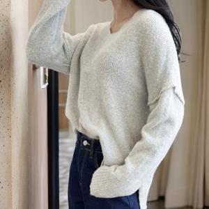 [다잇템][다잇템] 여자 V넥 힙커버 빅사이즈 언발 니트_20151186