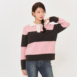 체이스컬트 동백01 컬러 블럭 카라 스웨터 EFRG5274D0