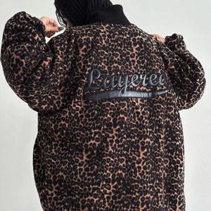 빅사이즈 501 호피패턴후리스패치집업 DPOT514