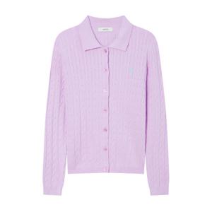 [헤지스]헤지스 면 케이블 긴팔 카라 가디건 핑크 HSSW5AC12P1