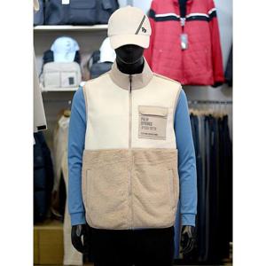 팜스프링스 세이브존03 팜스프링스 남성 골프 겨울 투톤 배색 플리스 집업 베스트 AQSWVM234562A