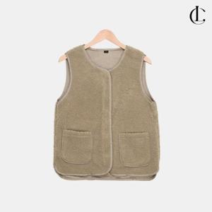 엘케이트 여성 겨울 플리스 사무실 베이직 양털 기모 방한 지퍼 조끼 LOSC024