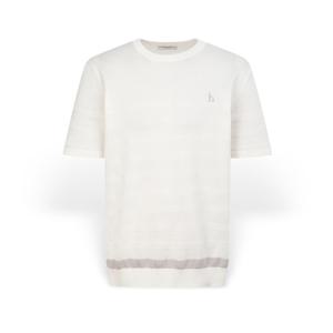 [헤지스] 남성 헤링본패턴 반팔니트 HZSW6B534IV