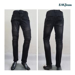 [에스엠진]SMJ136 링클 바이크 남자 청바지 블랙 스판 슬림