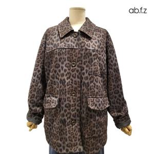 [에이비에프지]레오파드 패턴 스웨이드 점퍼 스타일 하프 트렌치 코트 APZ5QL03G