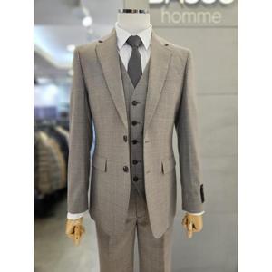 바쏘옴므 세이브존03 바쏘옴므 25 베이지 울 혼방 스트레치 윈도우체크 슬림수트 WSAGZ1JT29ABGA