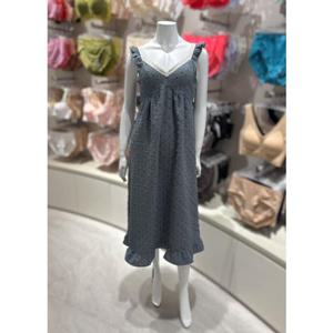 [바바라] 블루 플로킹 시어서커 브라캡 여성 홈웨어 원피스잠옷(AGW4600L)(BL)