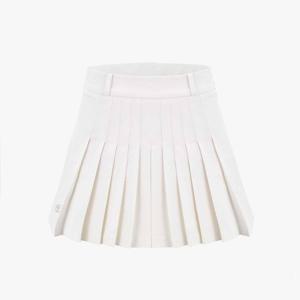 페어라이어 여성 포인트 스냅 플리츠 스커트. (화이트)