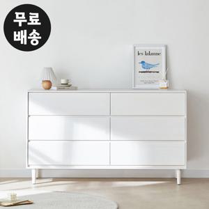 루나 화이트 와이드 3단 서랍장 거실 체스트 1600